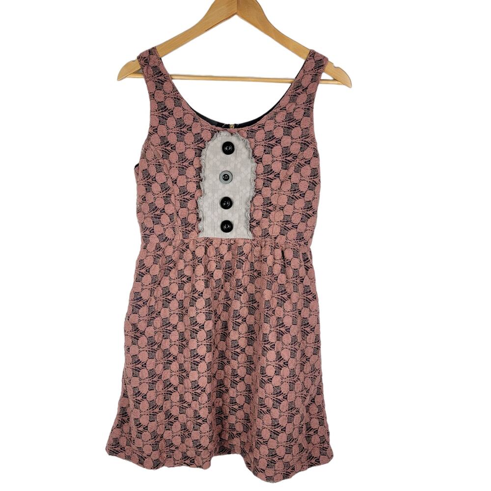 Knitted Dove Boho Lace Overlay Dress S